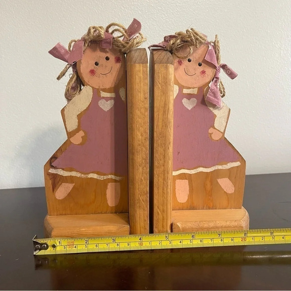 Handmade Wooden Bookends Little Girls - Picture 10 of 10